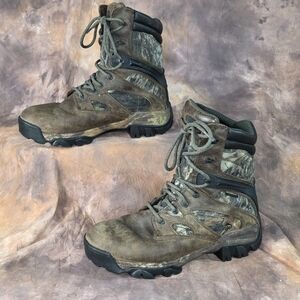 Wolverine Hunting Boots Dark Brown Leather Camo Accents Lace Up Mens 8.5